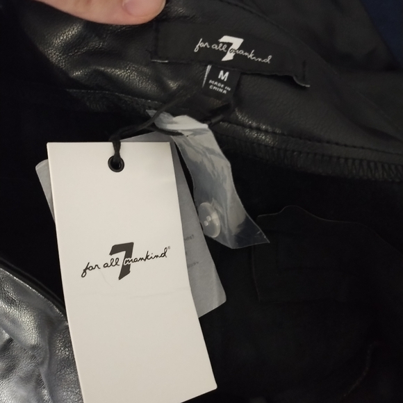 7 For All Mankind‎ High Rise Faux Leather Flare Wide Leg Office Festival Pants M - Picture 7 of 8